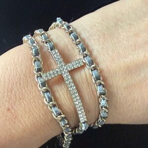 Wrap Gold rhinestone Cross Bracelet